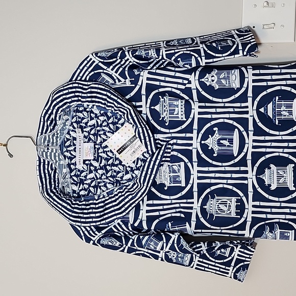 Gretchen Scott Ruffle Caged Caged Blue White Dress Size XS - Picture 2 of 9